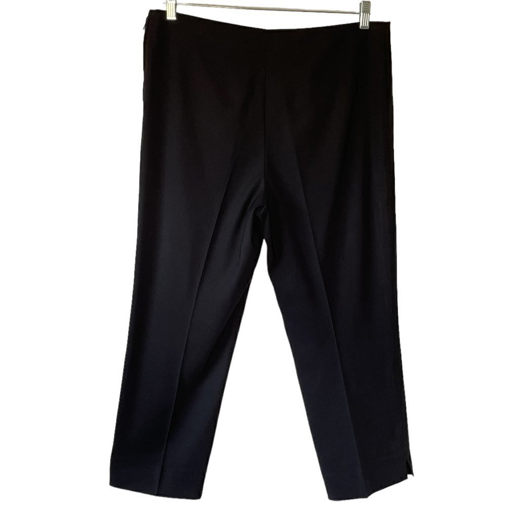 Lauren Vidal Modele Deposo Cosy Black Ponte Pants Cropped with Side Slit at Cuff